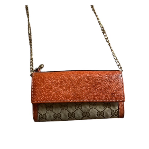 EUC GUCCI CANVAS LONG WALLET with unbranded crossbody chain - Picture 5 of 11